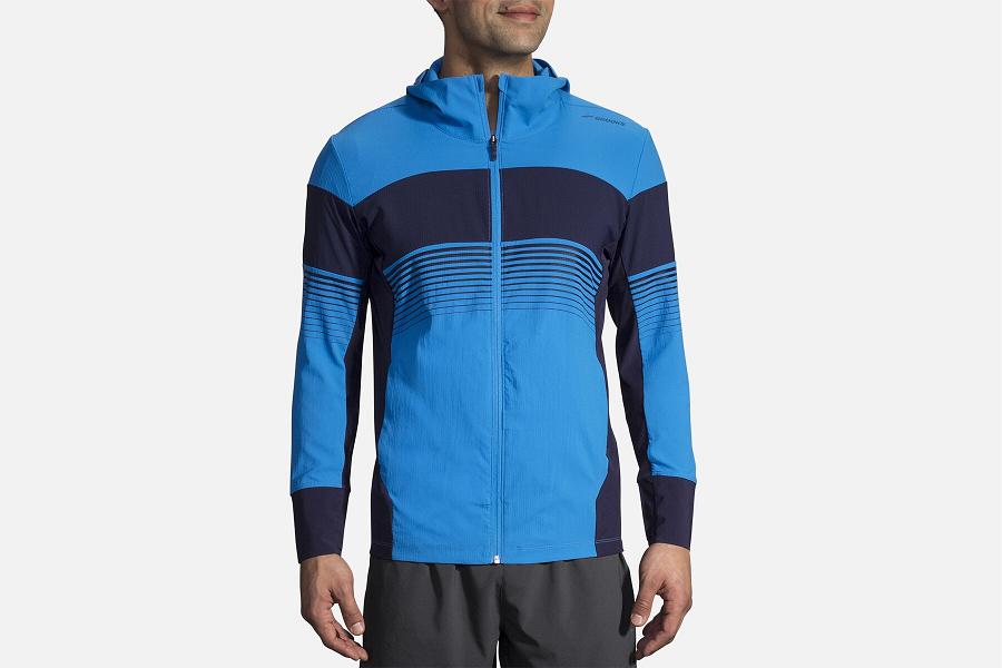 Brooks Men Clothes & Running Jacket Blue VUH574216